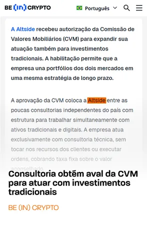 BeInCrypto: Consultoria obtém aval da CVM para atuar com investimentos tradicionais